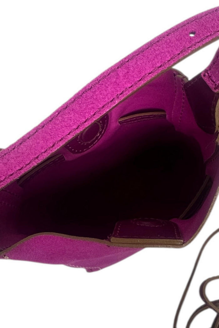 borsa donna sienna piccola in camoscio fucsia