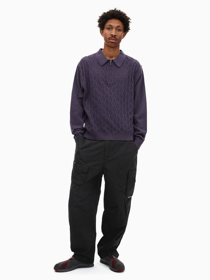 Cable Knit Zip Polo