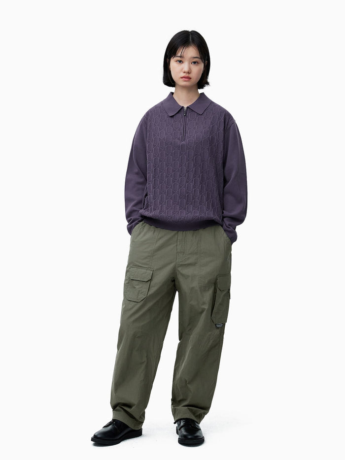 Cable Knit Zip Polo