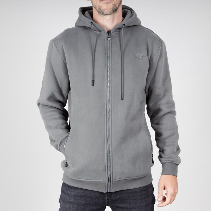 Calder Brush Back Zip Sweat Hoodie - Khaki Marl