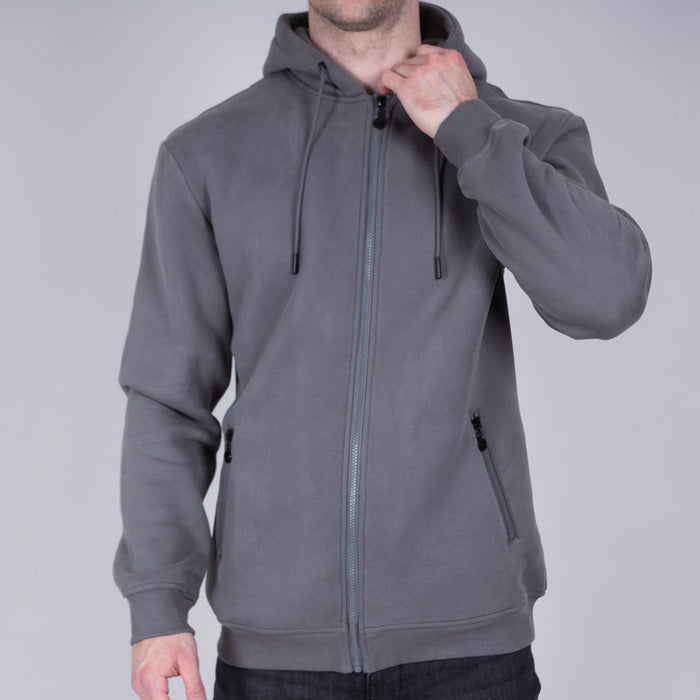 Calder Brush Back Zip Sweat Hoodie - Khaki Marl