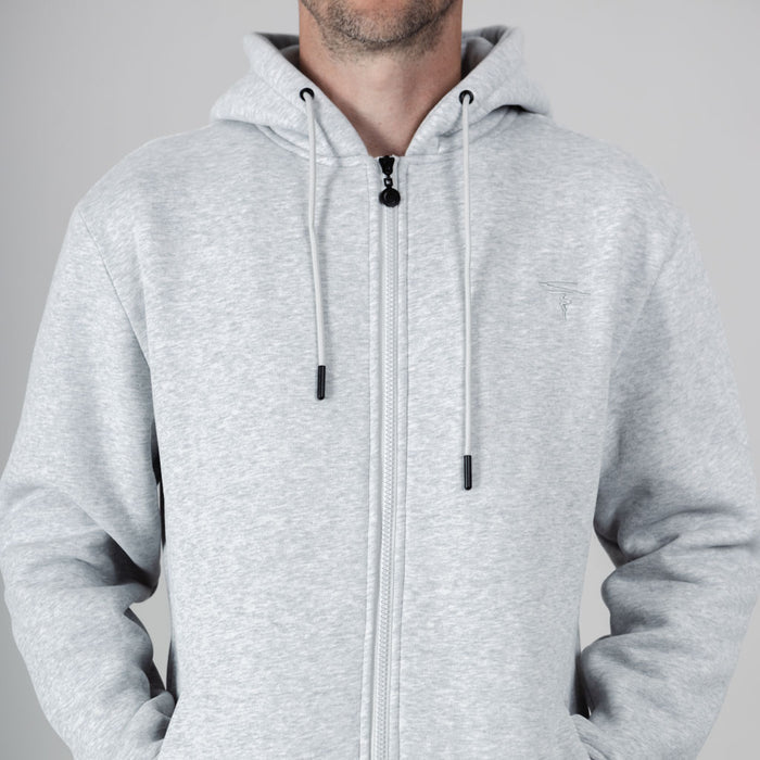 Calder Brush Back Zip Sweat Hoodie - Silver Marl