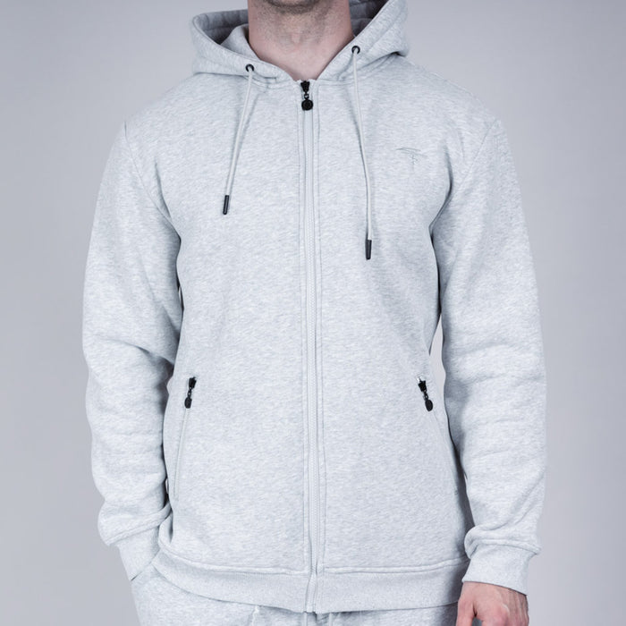 Calder Brush Back Zip Sweat Hoodie - Silver Marl