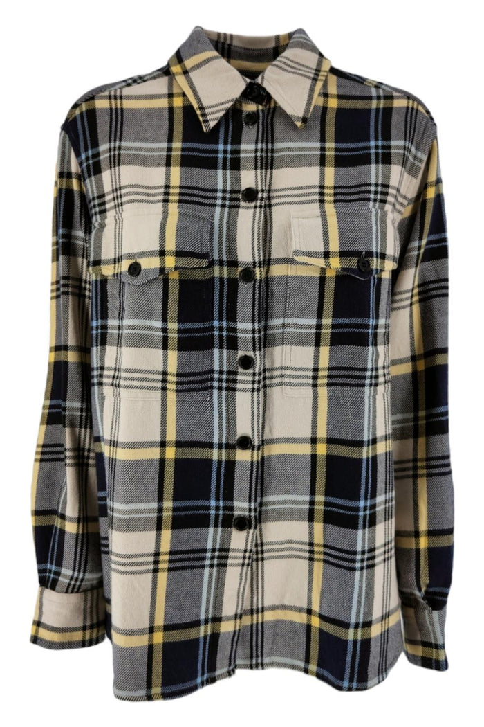 Camicia Blu/giallo/avorio