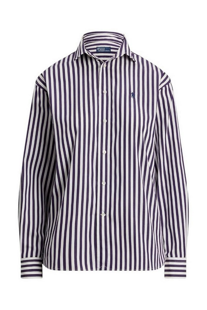 camicia donna a righe bianco e viola