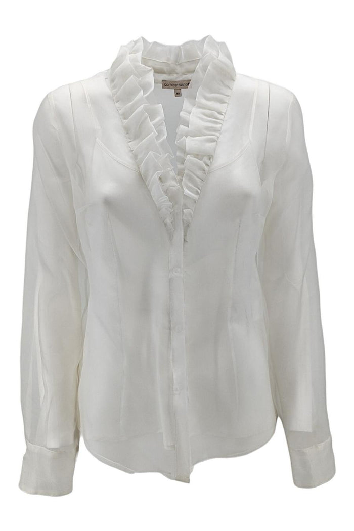 Camicia donna bianco con ruches