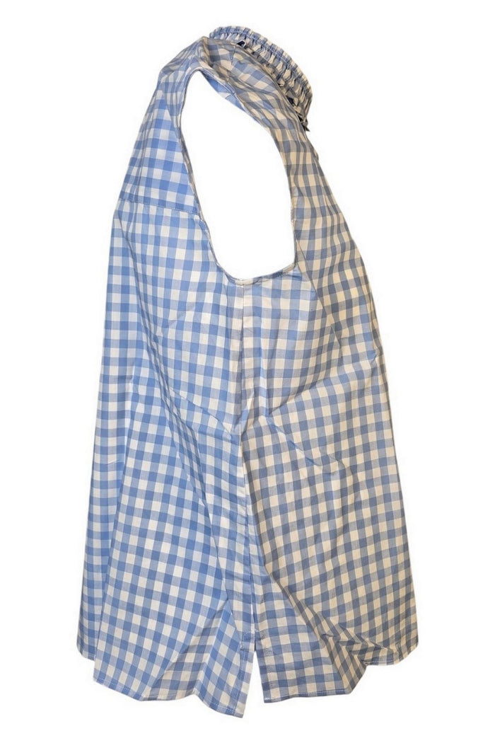 camicia donna corta a quadretti bianca e azzurra