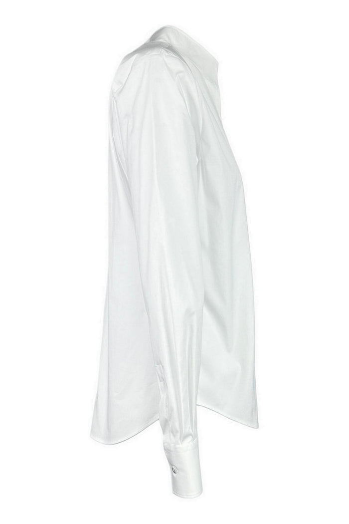camicia donna cotone collo in piedi bianco