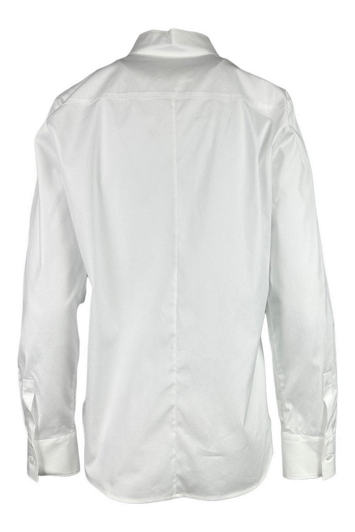 camicia donna cotone collo in piedi bianco