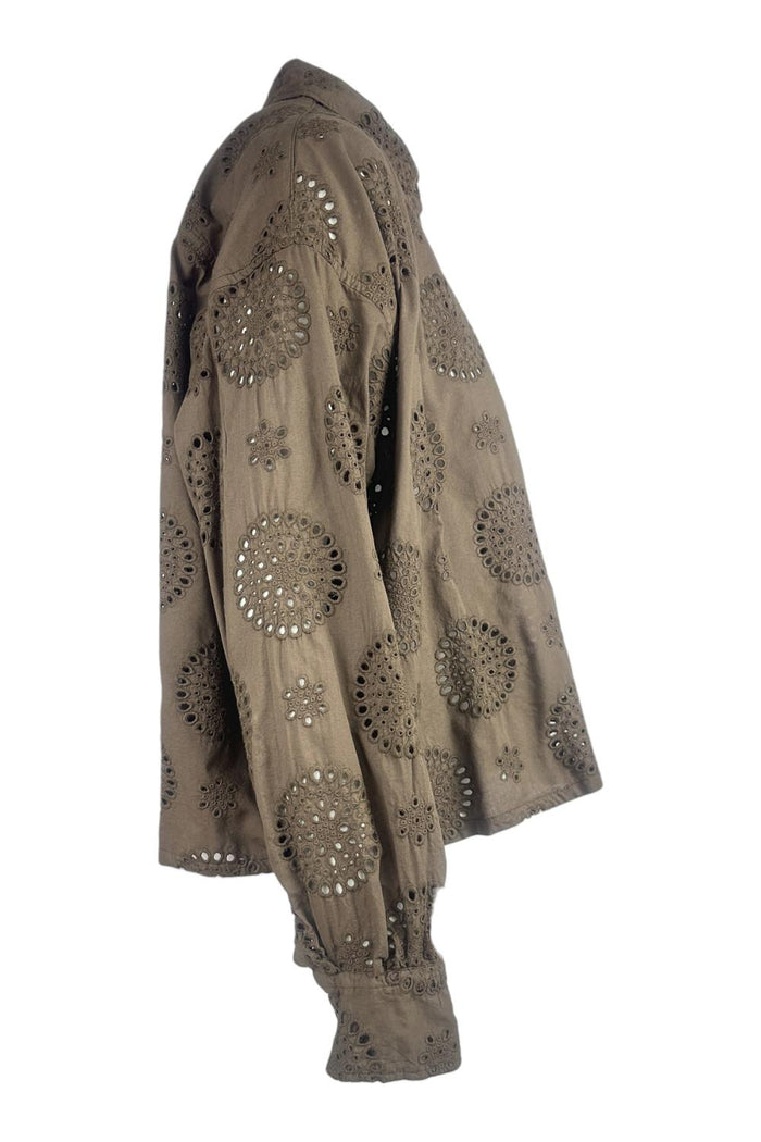 camicia donna cropped in sangallo marrone