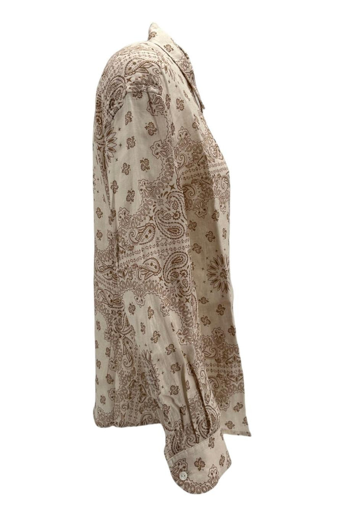 camicia donna fantasia bandana beige e avorio