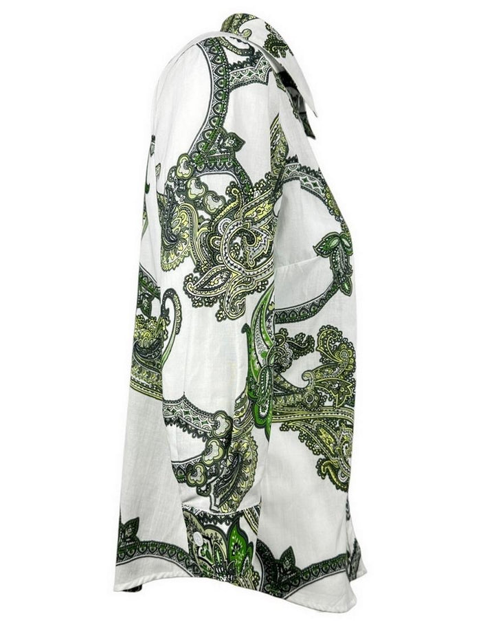 camicia donna fantasia cachemire bianca e militare