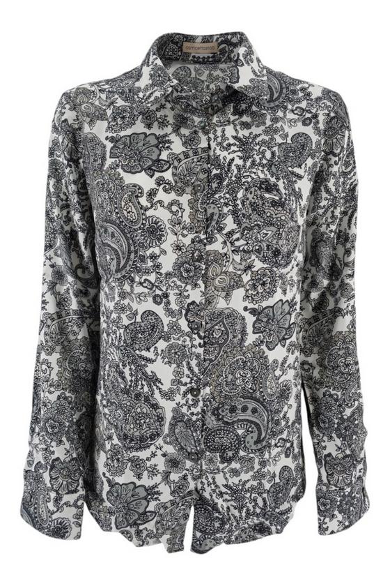 camicia donna fantasia cachemire grigio e bianco
