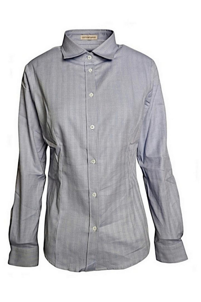 camicia donna in cotone spigato azzurro