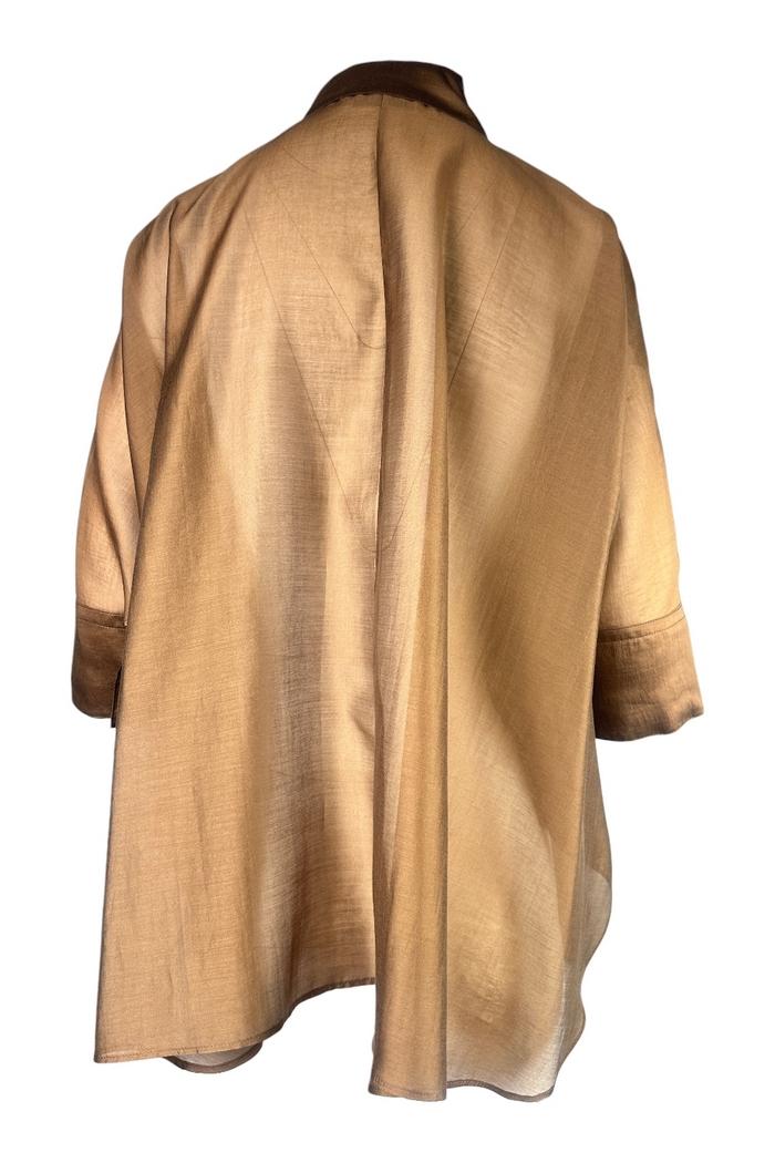 camicia donna in mussola over tabacco