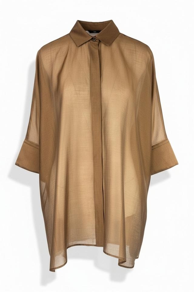 camicia donna in mussola over tabacco