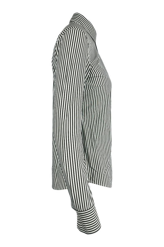 camicia donna in tessuto active a righe bianco e marrone