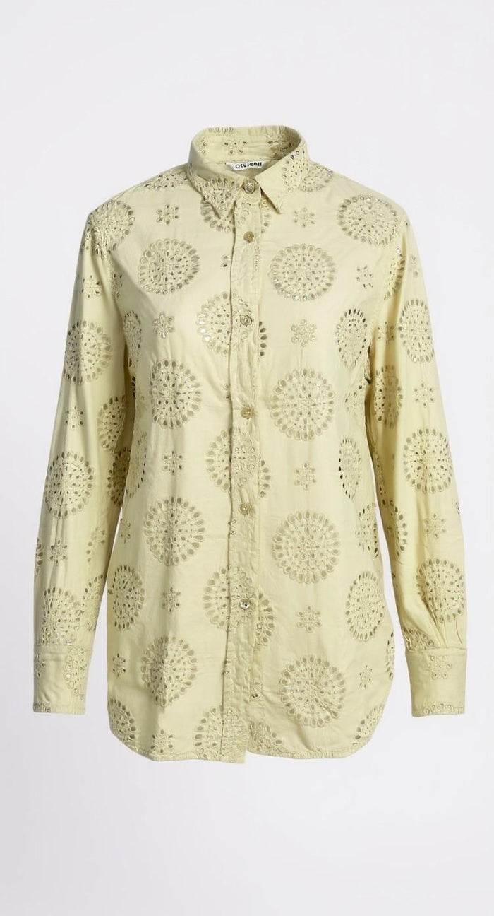 camicia donna over in sangallo beige