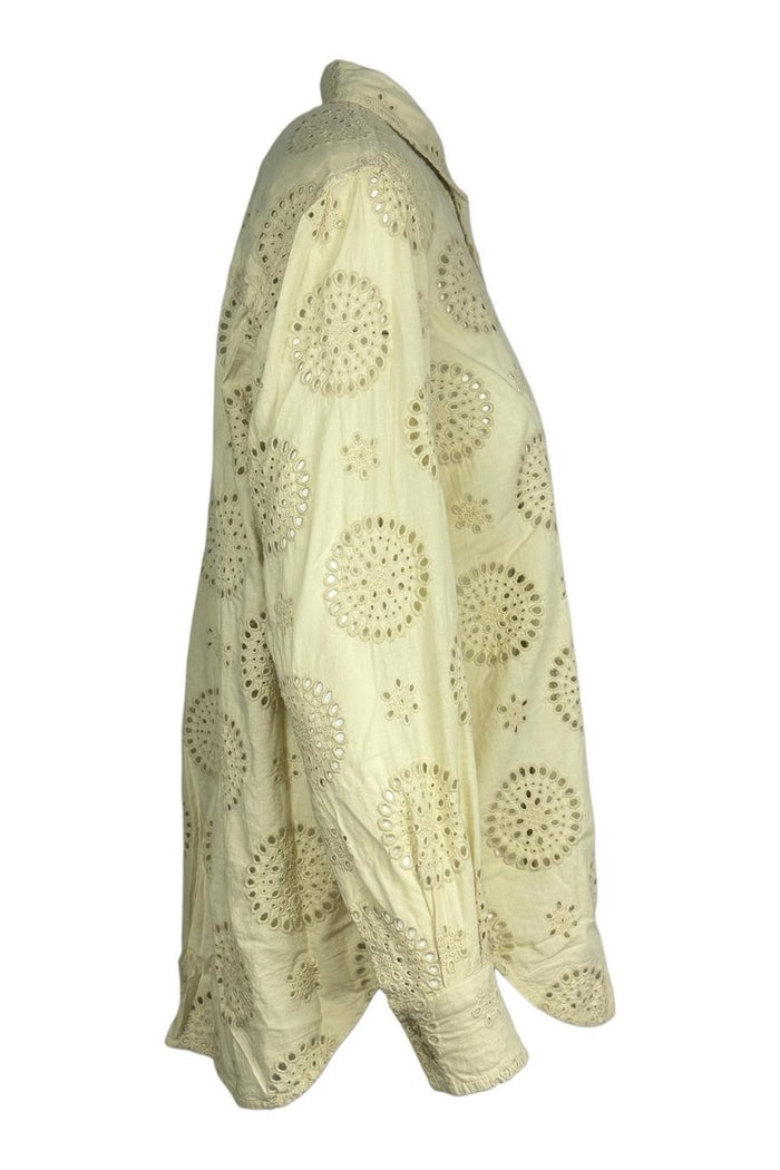 camicia donna over in sangallo beige