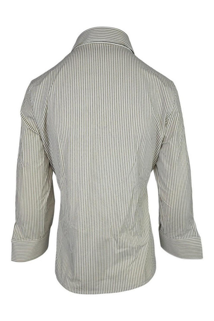 camicia donna polo in skinlike a righe bianco e beige