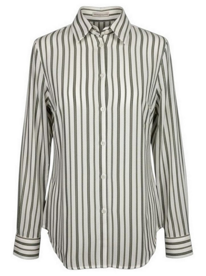 camicia donna righe lurex bianco e verde