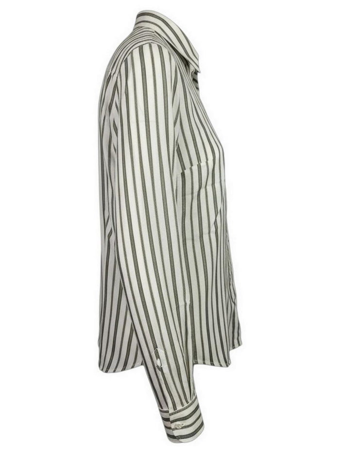 camicia donna righe lurex bianco e verde