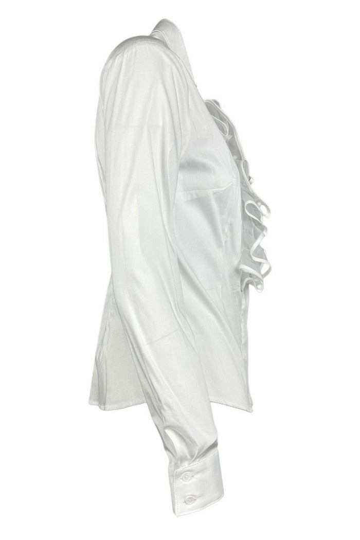 camicia donna ruches organza bianca