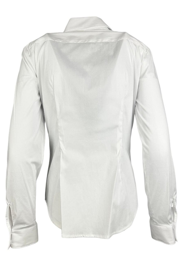 camicia donna ruches organza bianca