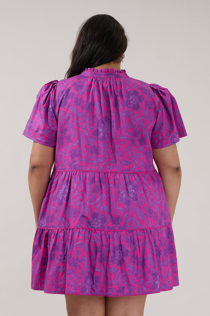 Candace Tiered Mini Dress Floral Curve