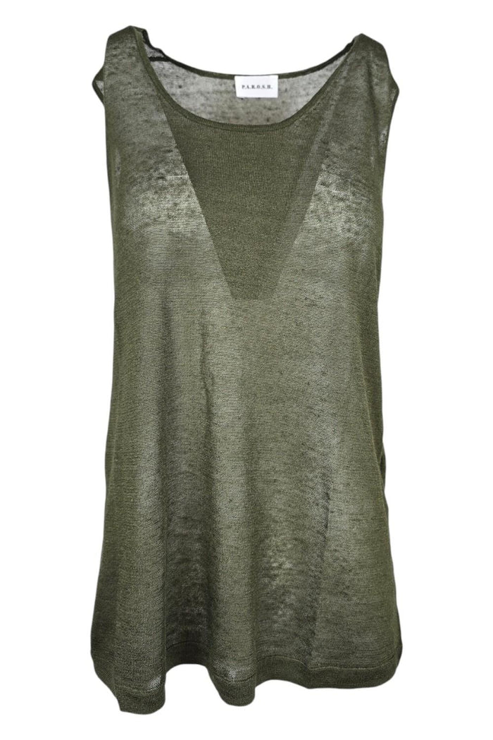 canotta donna in filo di lino militare