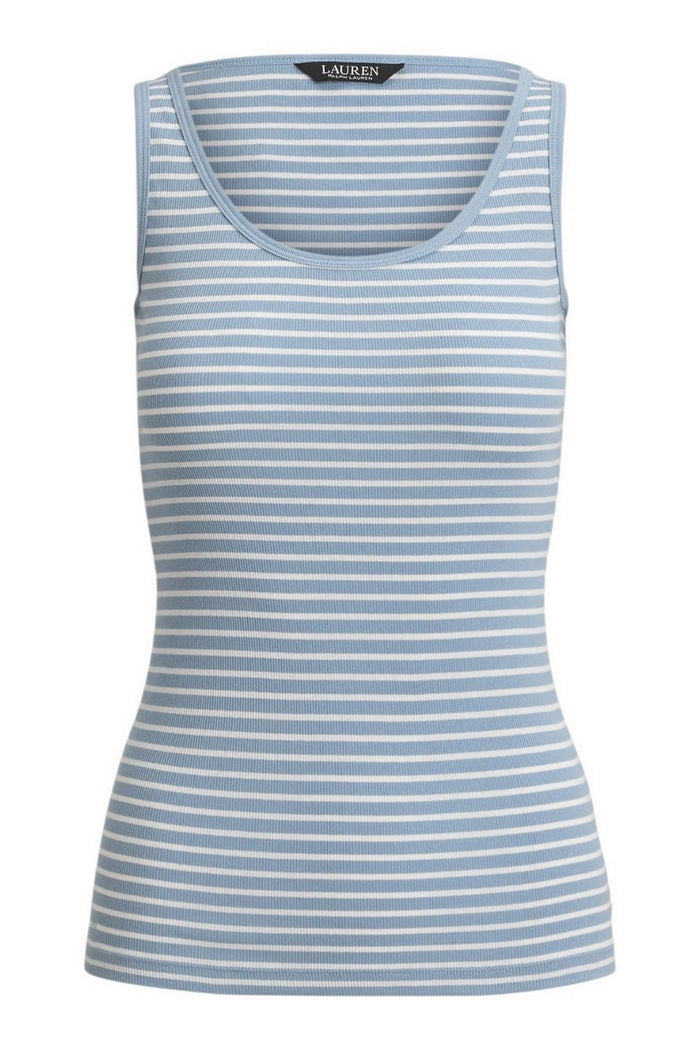 canotta donna rigata bianco e azzurro