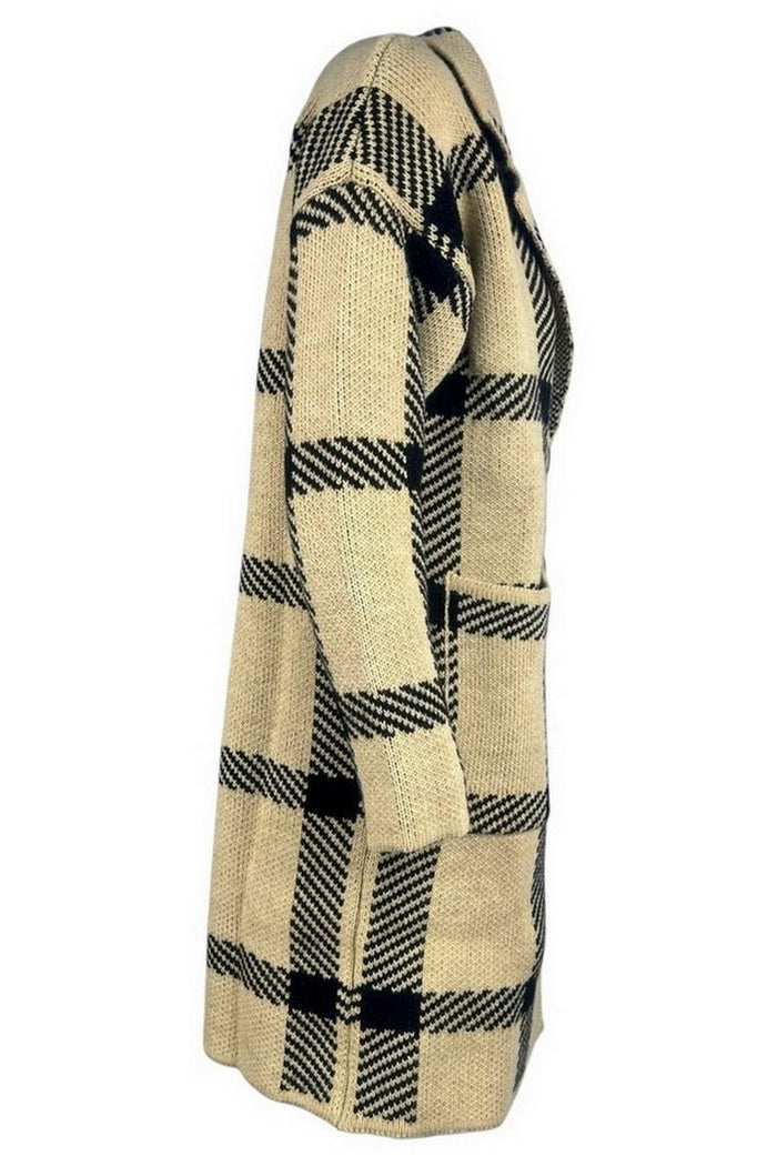 cappotto donna fantasia galles avorio e nero