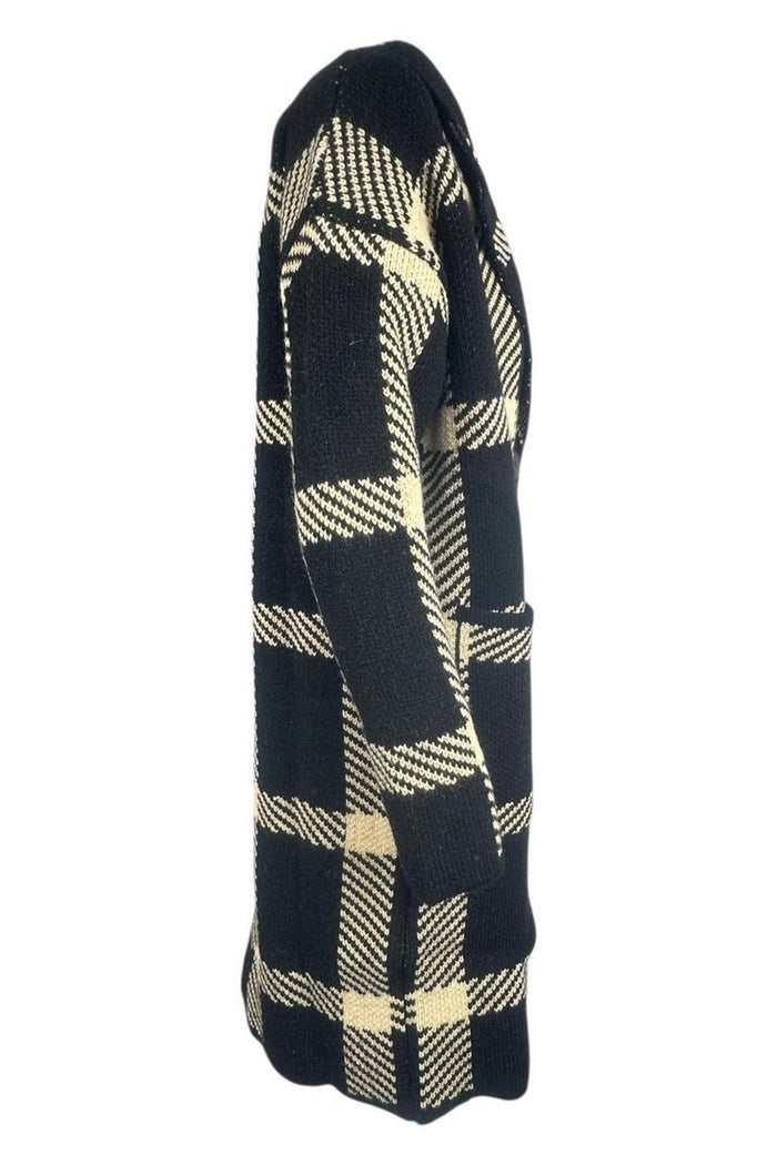 cappotto donna fantasia galles nero e avorio