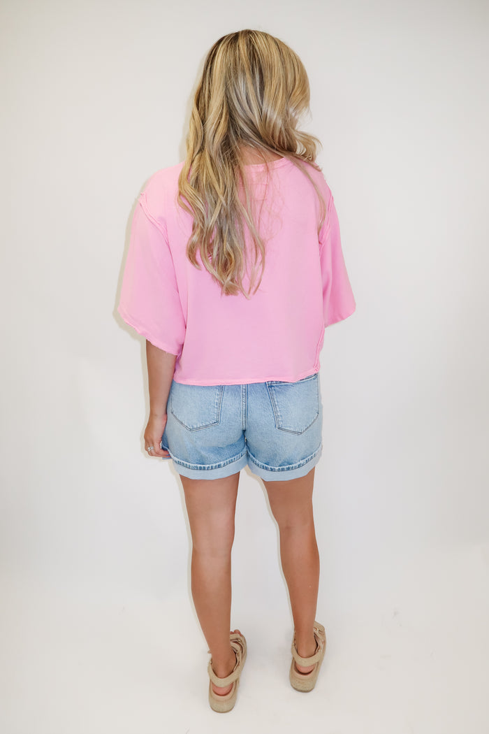 Catching Up Exposed Seam Knit Crewneck Tee - The Pink Tulip Clothing