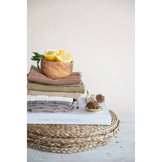 CC - Cotton Blend Dish Towels w/ Weave Pattern, 3 Colors, Set of 3