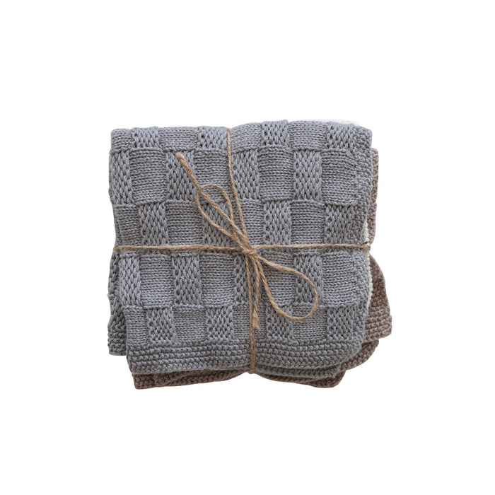 CC - Cotton Blend Dish Towels w/ Weave Pattern, 3 Colors, Set of 3