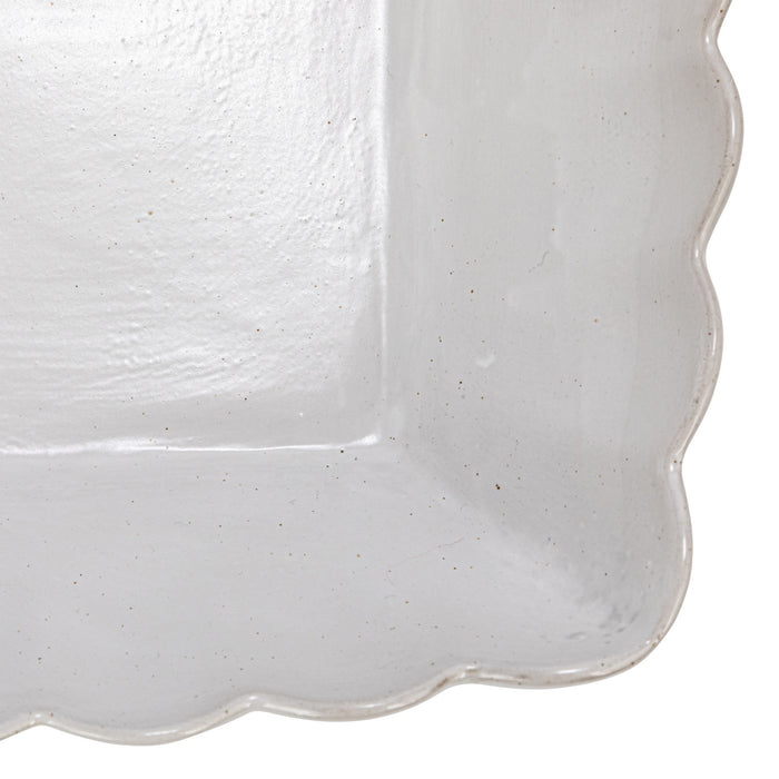 CC - Stoneware Serving Dishes w/ Scalloped Edge, Matte White, Set of 4