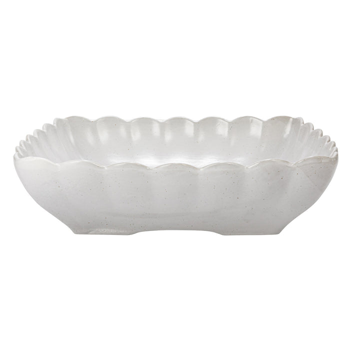 CC - Stoneware Serving Dishes w/ Scalloped Edge, Matte White, Set of 4