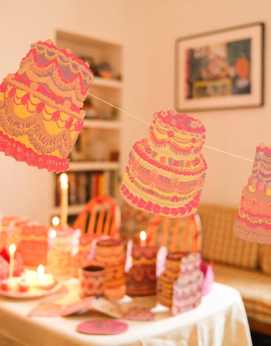 Celebration Cakes Hand Printed Paper Garland No.85, East End Press