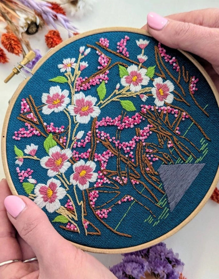Cherry Blossom Embroidery Kit, Paraffle