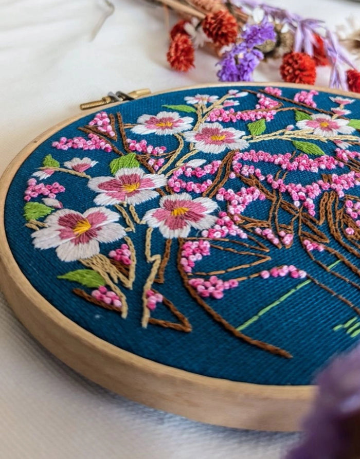 Cherry Blossom Embroidery Kit, Paraffle