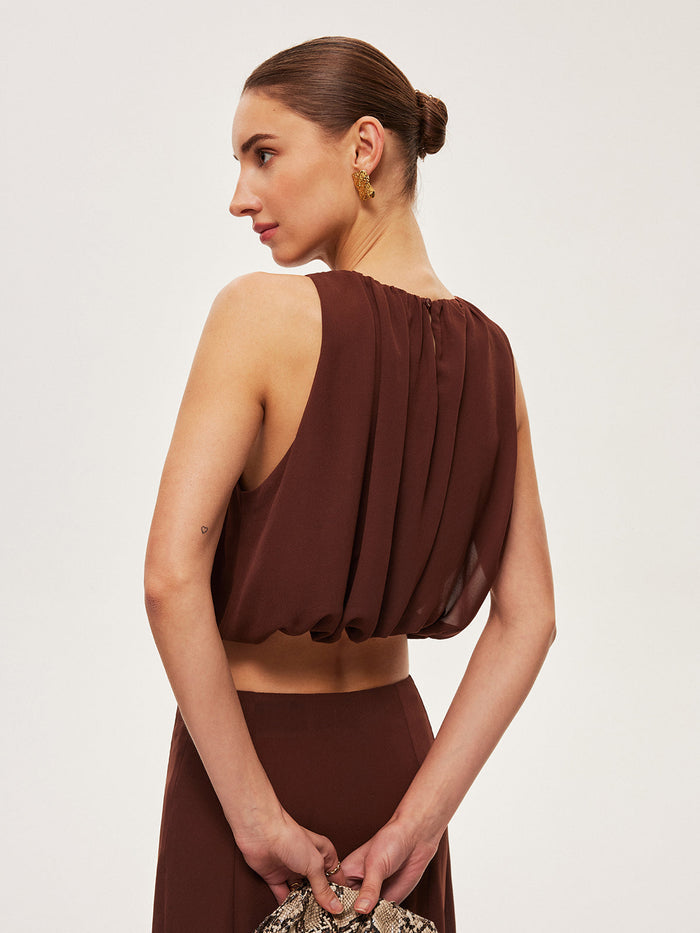 Chiffon Sleeveless Crop Top