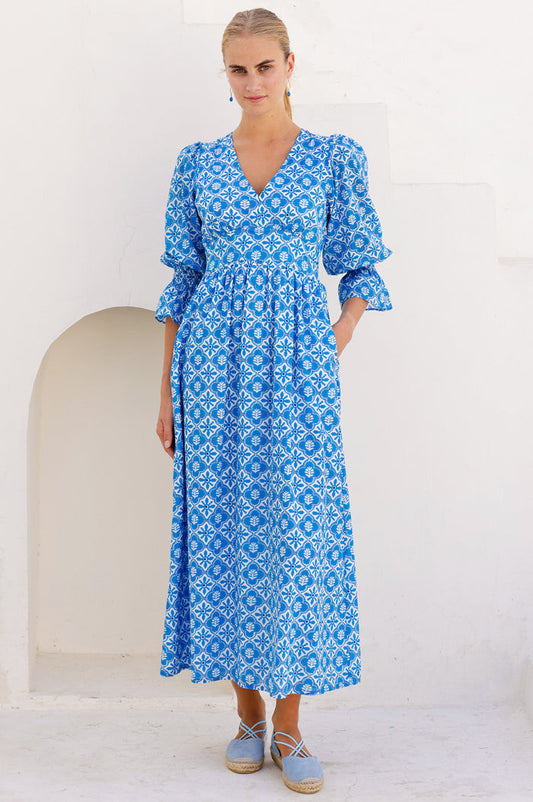 APPROVED Chloe Thin Cotton Dress | Blue/White - Aspiga