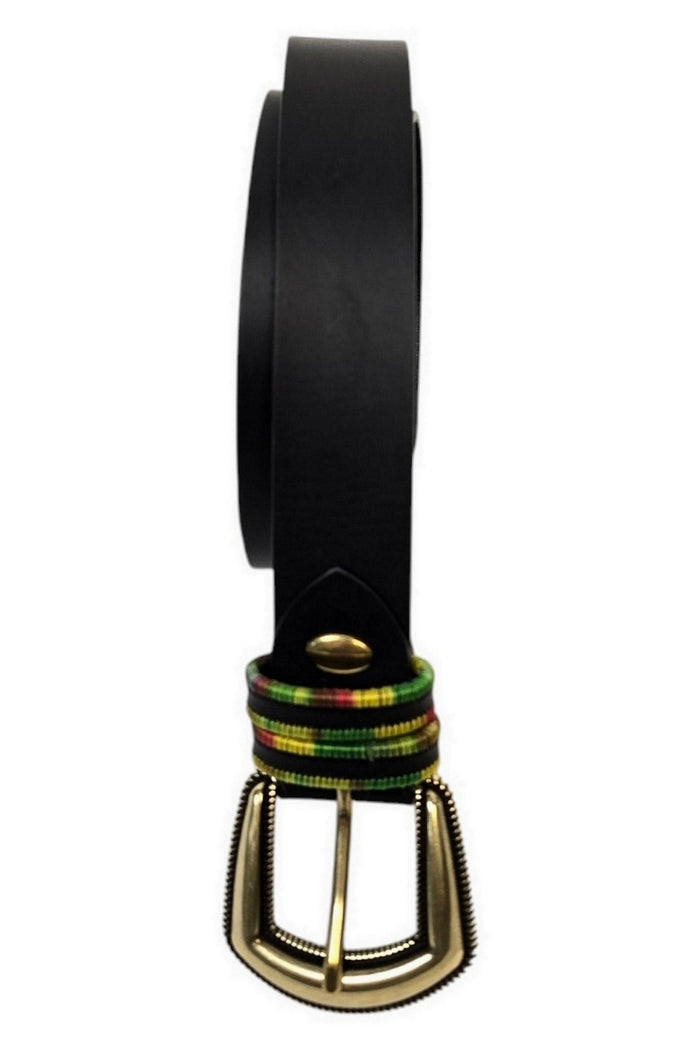 cintura donna bassa nero con passante multicolor