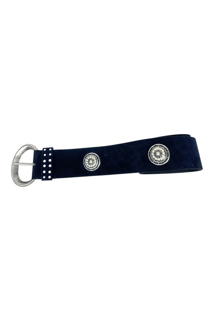 cintura donna blu alta con smalti blu