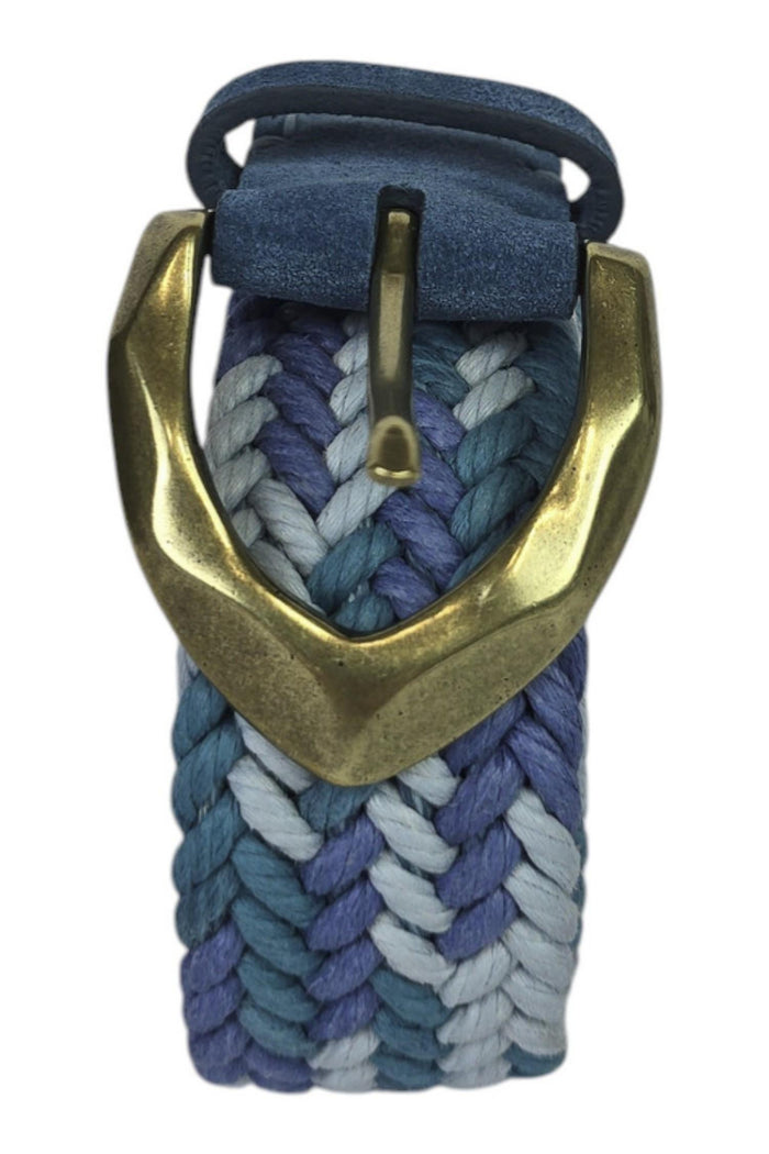 cintura donna intrecciata in tessuto azzurro