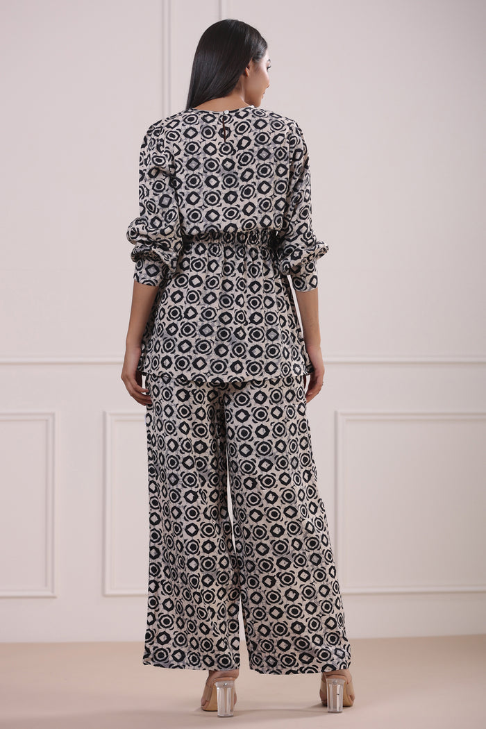 Circles on Off-white Russian Silk Co-ord Set