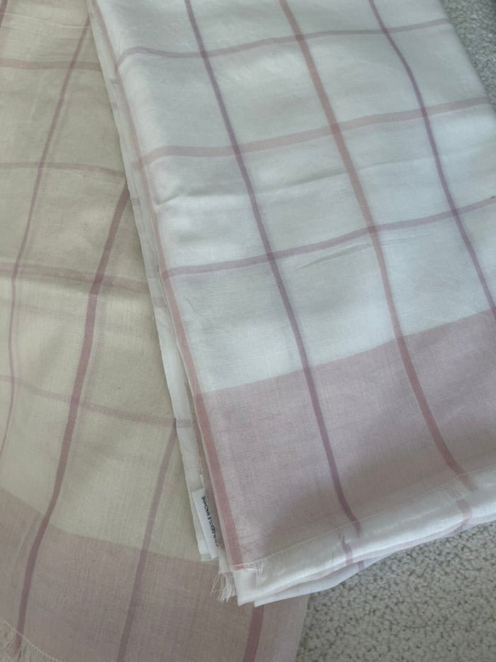 Pink and white check Sarong folded - ANNIE.G