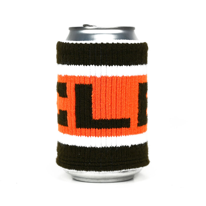 CLE Knit Can Cooler - Brown/Orange