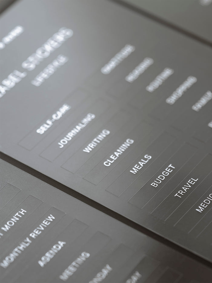 Zoomed in photo of the Clear Label Stickers highlighting one section of the sticker sheet